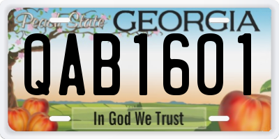GA license plate QAB1601