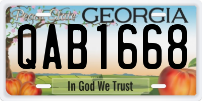 GA license plate QAB1668