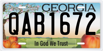 GA license plate QAB1672