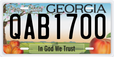 GA license plate QAB1700
