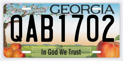 GA license plate QAB1702