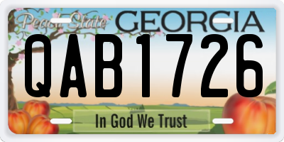GA license plate QAB1726