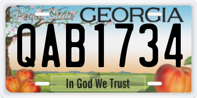 GA license plate QAB1734