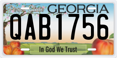 GA license plate QAB1756