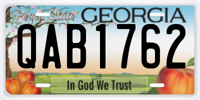 GA license plate QAB1762