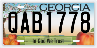 GA license plate QAB1778