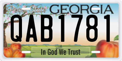 GA license plate QAB1781