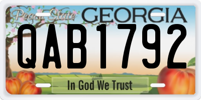 GA license plate QAB1792