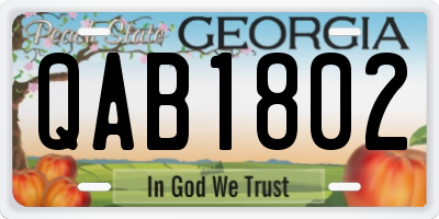 GA license plate QAB1802