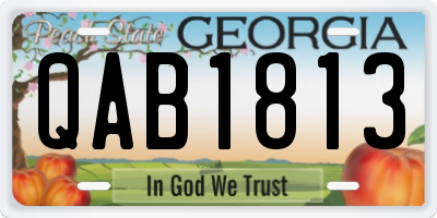 GA license plate QAB1813