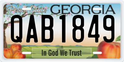 GA license plate QAB1849