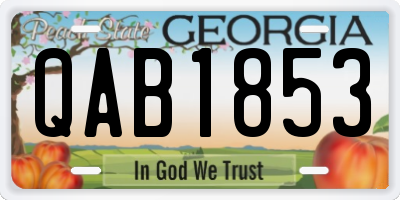 GA license plate QAB1853