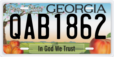 GA license plate QAB1862