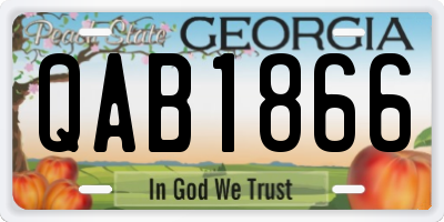 GA license plate QAB1866
