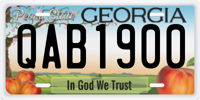 GA license plate QAB1900