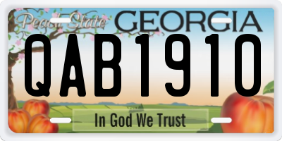 GA license plate QAB1910