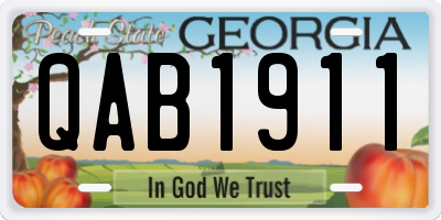GA license plate QAB1911
