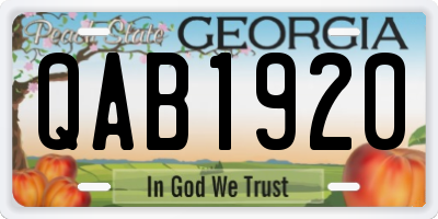 GA license plate QAB1920