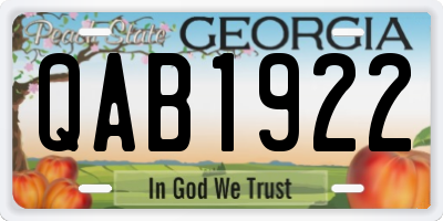 GA license plate QAB1922
