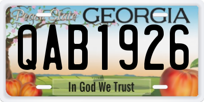 GA license plate QAB1926