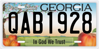 GA license plate QAB1928