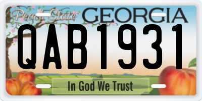 GA license plate QAB1931