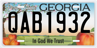 GA license plate QAB1932