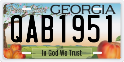 GA license plate QAB1951