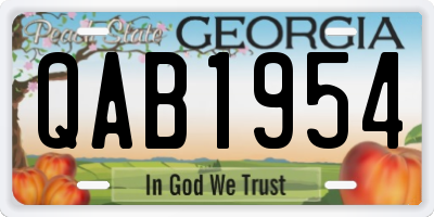 GA license plate QAB1954