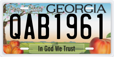 GA license plate QAB1961