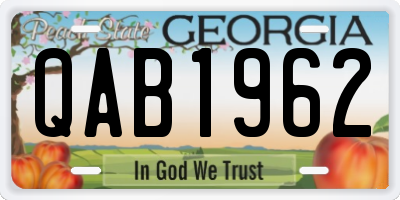 GA license plate QAB1962