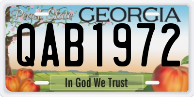 GA license plate QAB1972