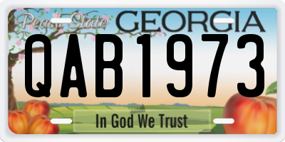 GA license plate QAB1973