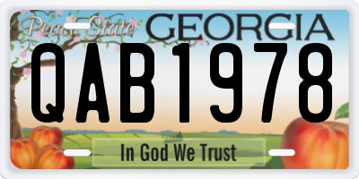 GA license plate QAB1978