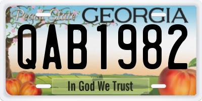 GA license plate QAB1982