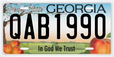 GA license plate QAB1990