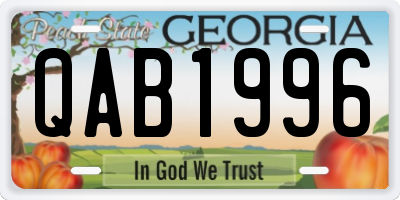 GA license plate QAB1996