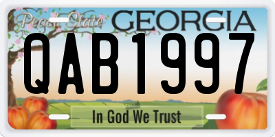 GA license plate QAB1997