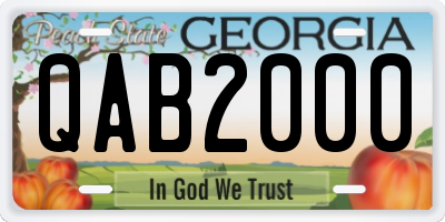 GA license plate QAB2000