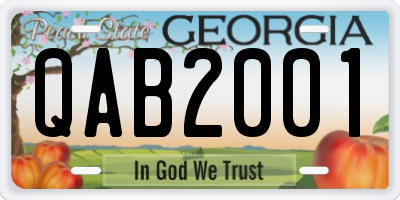 GA license plate QAB2001
