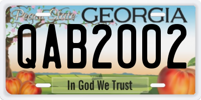 GA license plate QAB2002