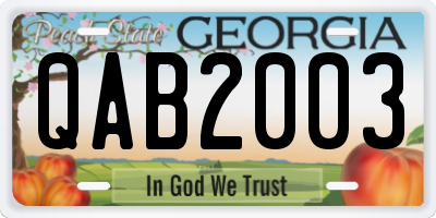 GA license plate QAB2003