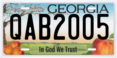 GA license plate QAB2005
