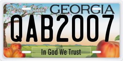 GA license plate QAB2007