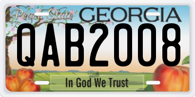 GA license plate QAB2008