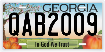 GA license plate QAB2009