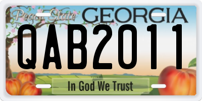 GA license plate QAB2011