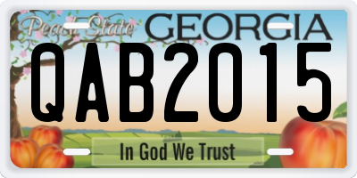 GA license plate QAB2015