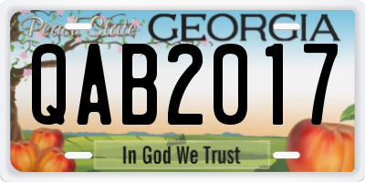 GA license plate QAB2017