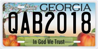GA license plate QAB2018